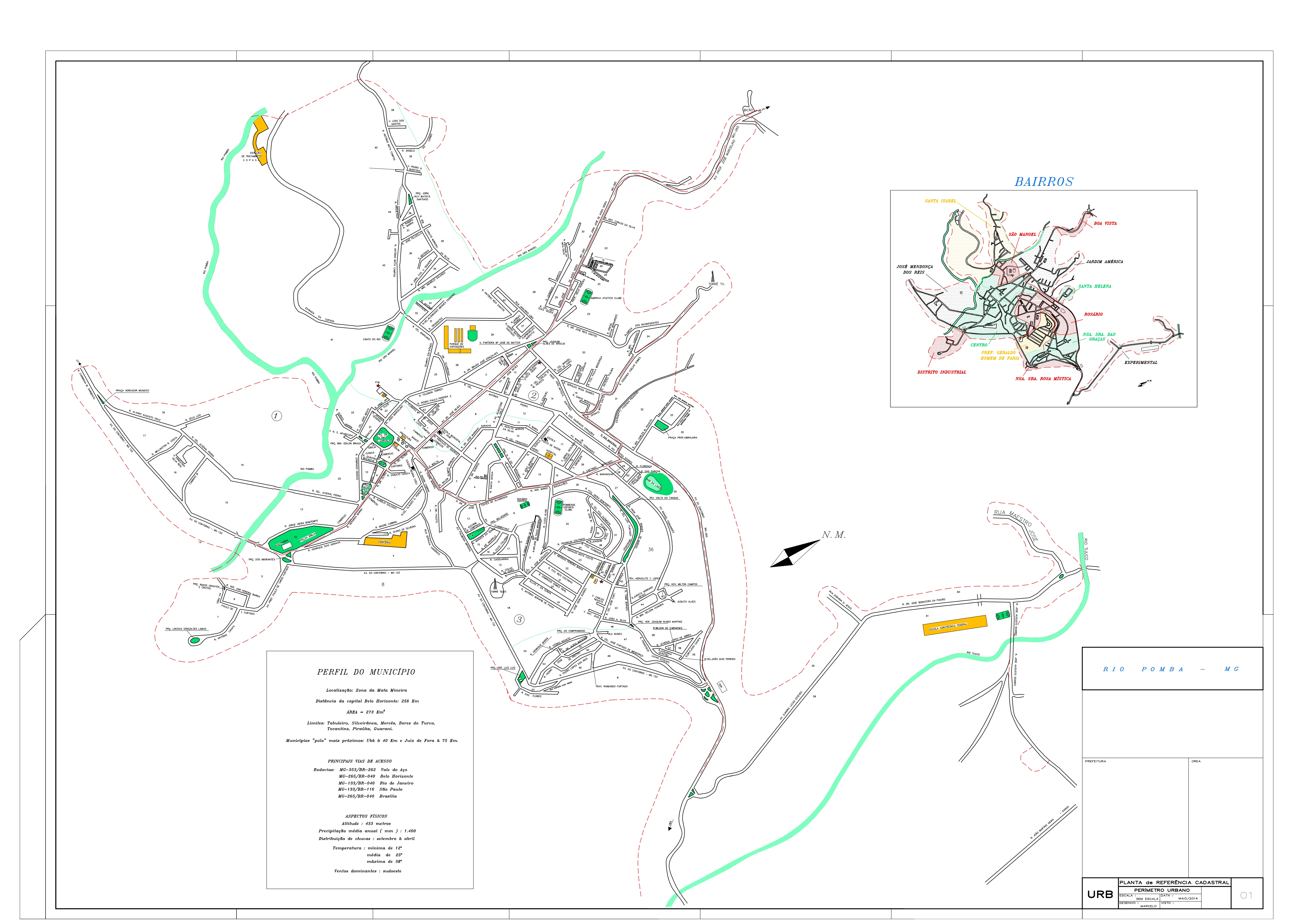 Mapa da Cidade de Rio Pomba 